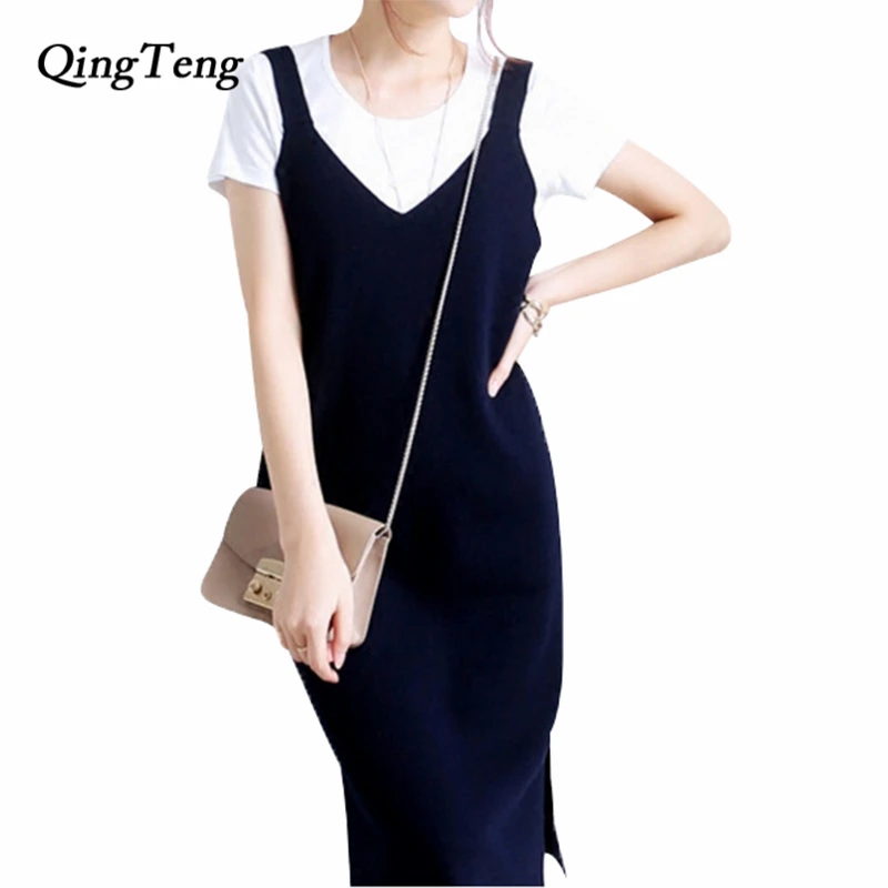 Women Dresses Cashmere And Wool Blend Knitwear Hot Sale Long Dress Spring V Neck Spaghetti Strap New Fashion Mid-Calf | Женская одежда