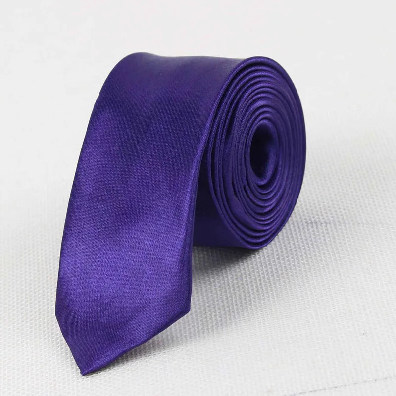 Dark Purple Мужской тонкий галстук, Одноцветный галстук, узкий галстук из полиэстера, ширина 5 см, 35 цветов, королевский синий, золотой, вечерние, формальные, модные галстуки - Цвет: Dark Purple