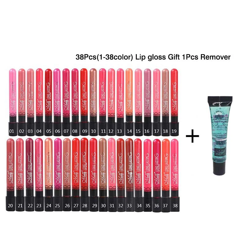 MENOW бренд блеск для губ 38 шт. разноцветная помада набор антипригарная чашка