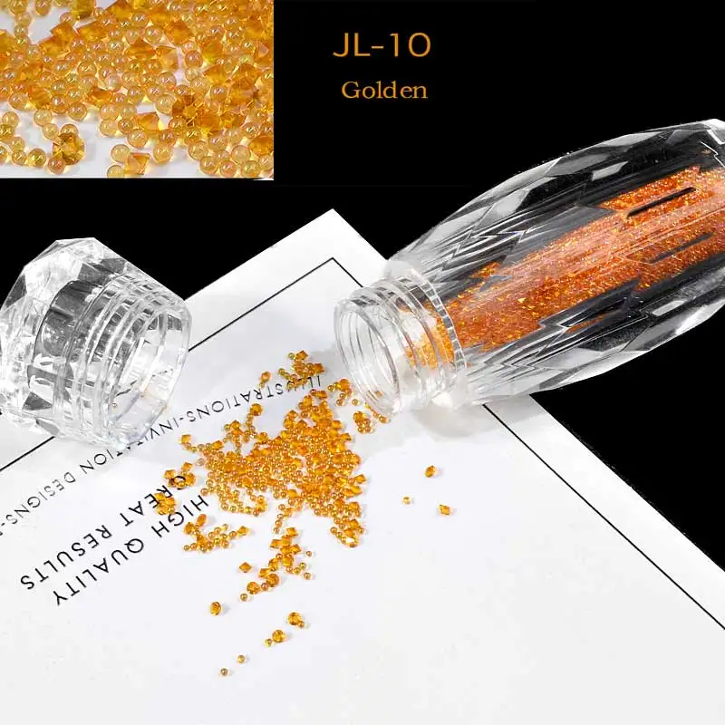 Golden-10 17 цветов Крошечные Хрустальные икры бусины микро цветные стеклянные стразы блеск мини Шарм бисера 3D сделай сам ногти маникюр художественные украшения - Цвет: Golden-10
