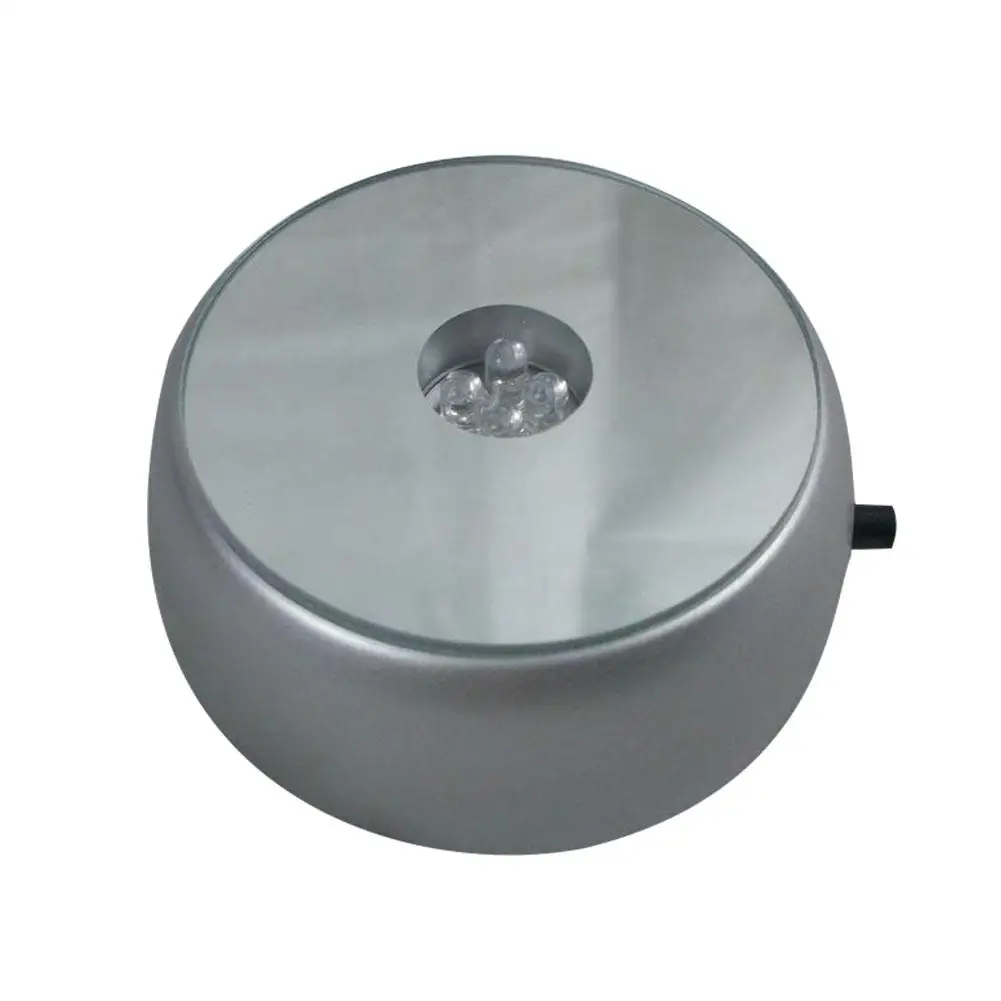 Серебряный круглый уникальный кристаллический дисплей подставка 4 светодиода