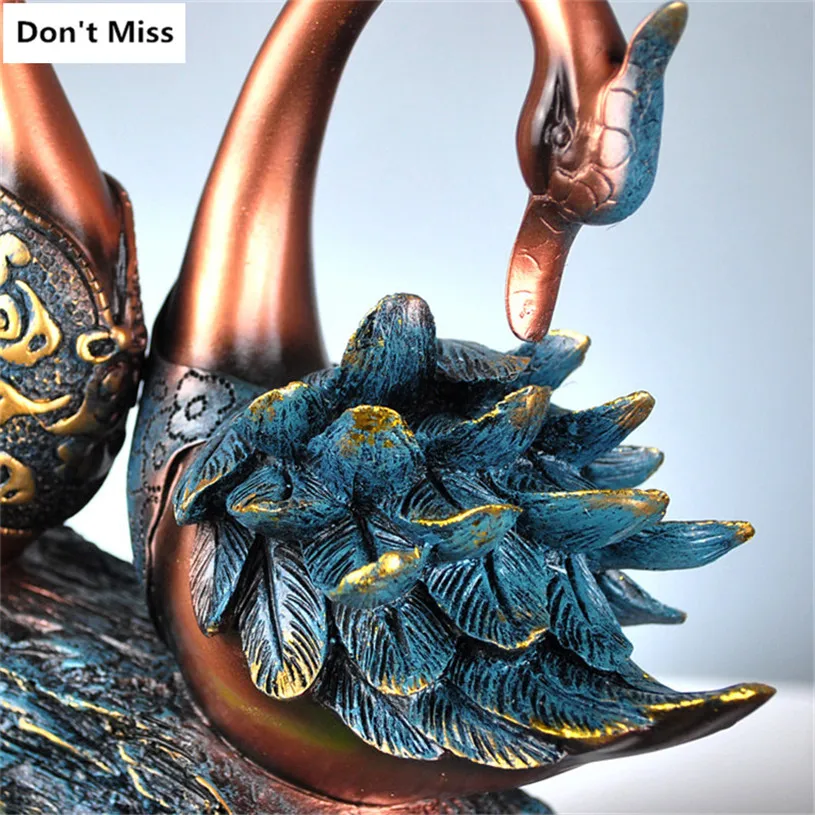 

Miniature Garden A Couple of Swan Statue Home Decoration Accessories Ornaments Wedding Gift Resin Sculpture Retro Craft Heykel