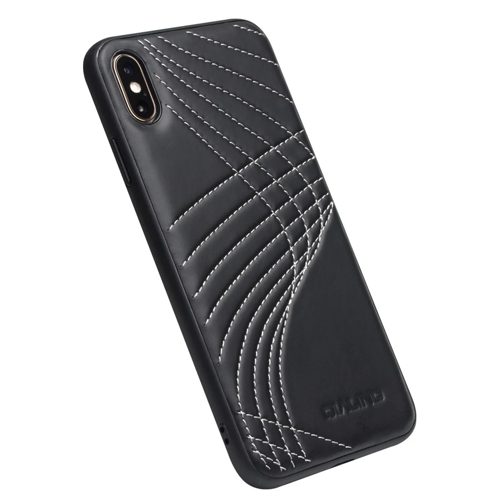 QIALINO Slim Leather Back Case for iPhone XS MAX Luxury Fashion Phone Cover XR Ultra Thin |