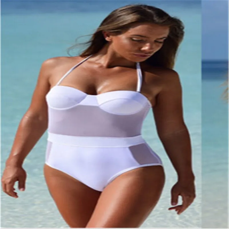 Новинка 2017 года Винтаж Для женщин пикантные черный белый цвет цельный купальник