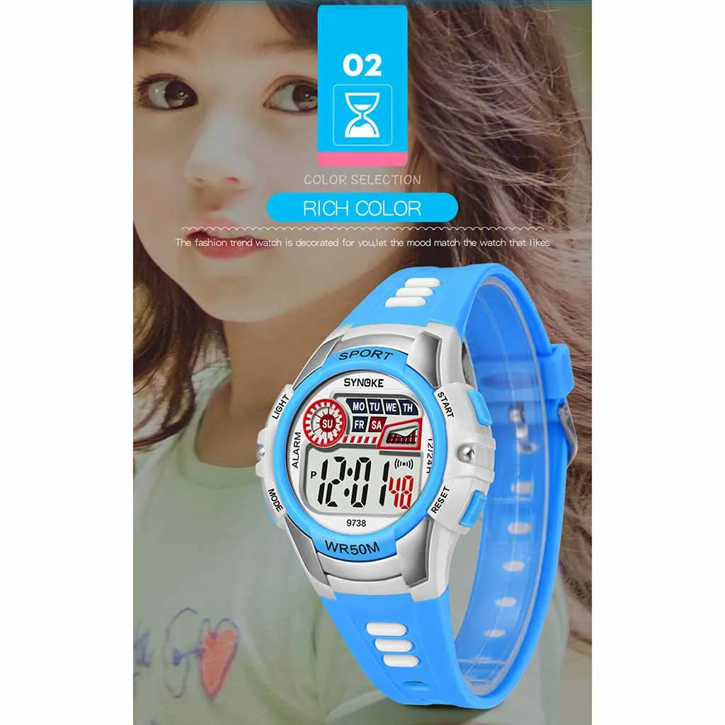 

Детские цифровые часы SYNOKE, светящийся будильник, Водонепроницаемые многофункциональные светодиодные студенческие электронные часы orologi ...