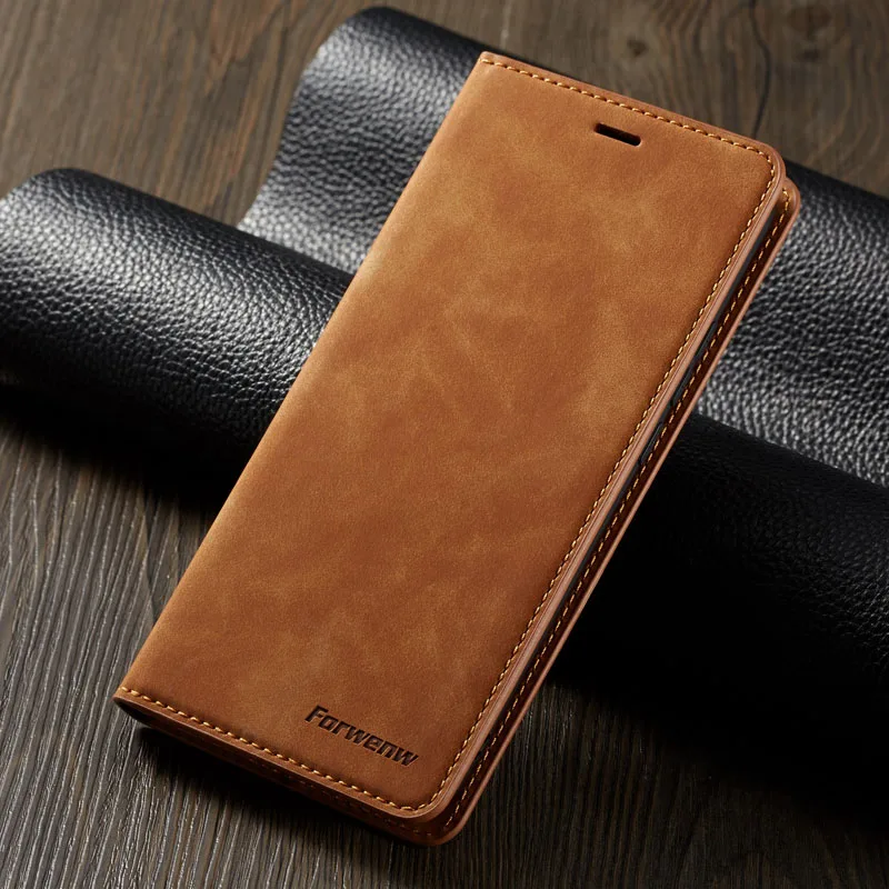Brown Роскошный кожаный чехол-книжка для samsung Galaxy S10, S9, S8 Plus, S10e, Note 9, A6, A7, A8, держатель для карт, Магнитный кошелек, подставка, чехол-книжка - Цвет: Brown