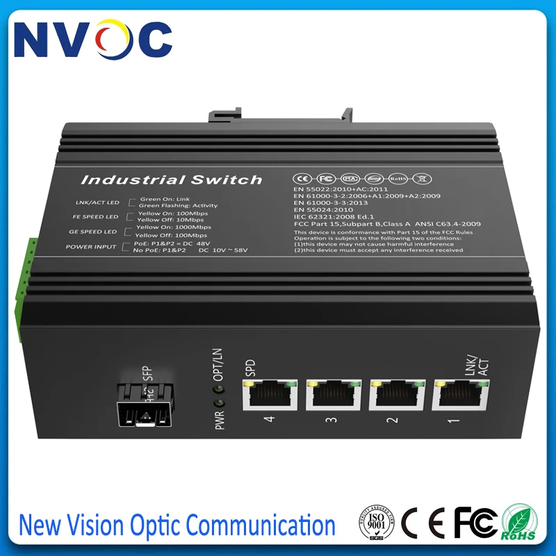 4POE IEEE802.3af/at + 1SFP за исключением SFP 1GX4GT Din рейку Ethernet коммутатор волокно RJ45