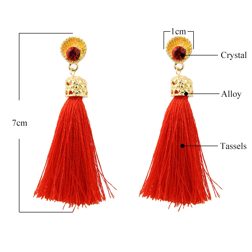Fashion Bohemian Long Tassel Drop Dangle Earrings for Women Statement Black Red Boho Jewelry Accesorios Mujer | Украшения и