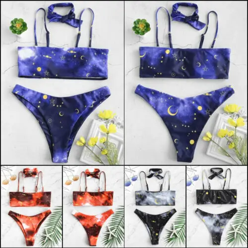 2019 New Hot Sexy Bra Girls Female Lady Women Bikini Set Print Push-up Padded Swimsuit Swimwear Triangle Bathing Suit | Спорт и