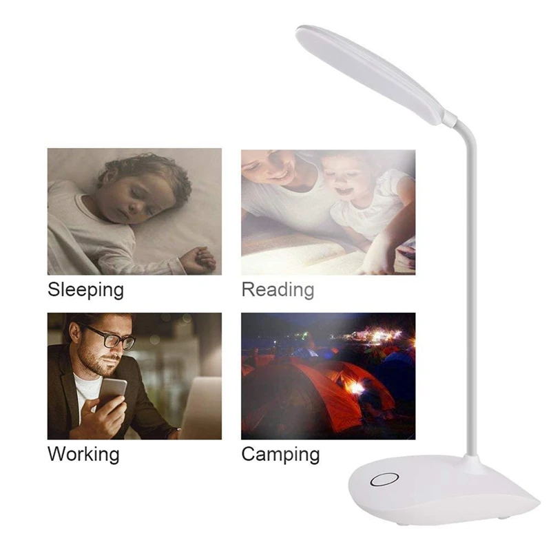 Светодиодная настольная лампа с гибкой головкой 3 уровня яркости управляемая