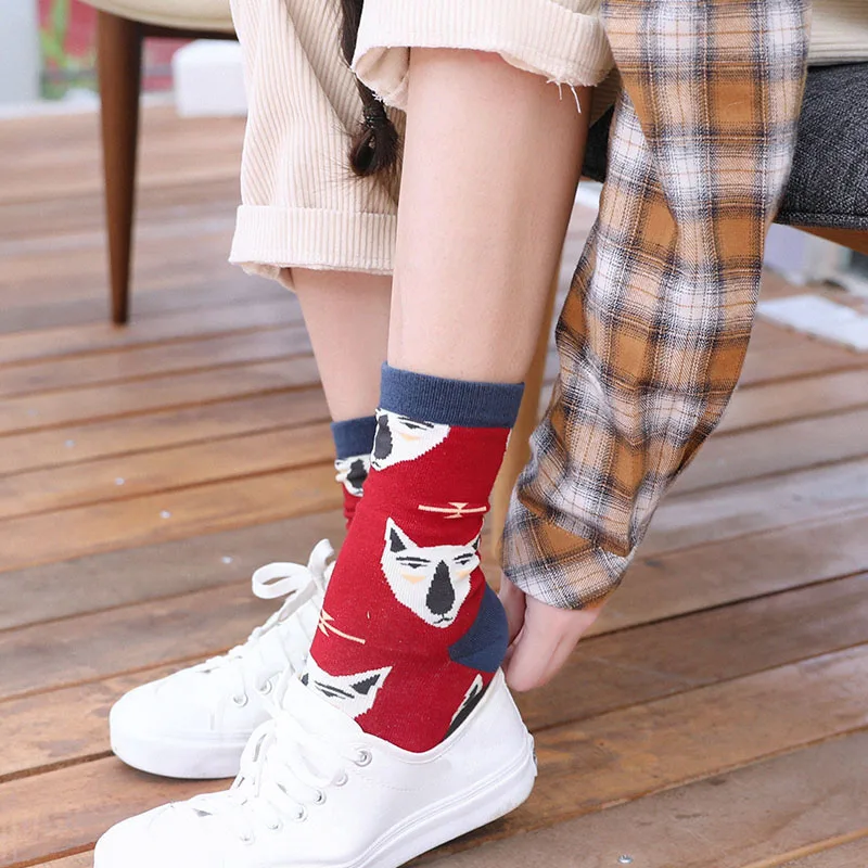 Модные Разноцветные хлопковые длинные женские носки с героями мультфильмов