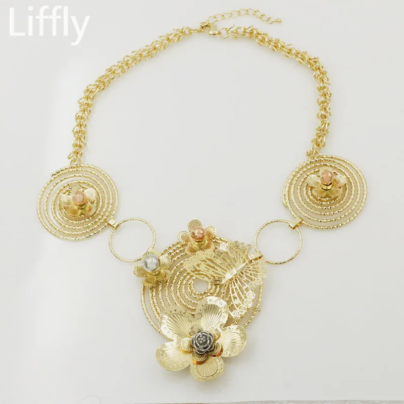 2019 Новый нигерийский женский кулон в виде цветка ожерелье золото Ювелирное