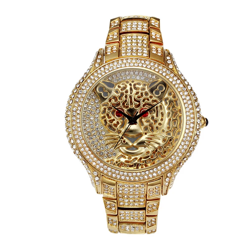 Хип хоп Iced Out Полный AAA кубический цирконий Тигр Роскошные мужские часы крест и череп и глаз Provi Dence кристалл кулон комбо набор