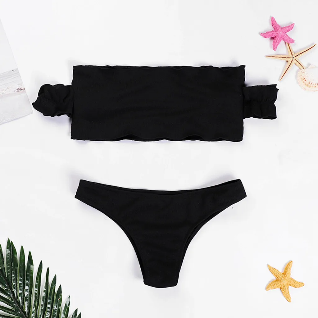 Женский купальник-бикини с пуш-ап и открытыми плечами сексуальный