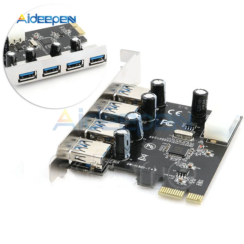 4 порта USB 3 0 PCI-e Плата расширения PCI express PCIe 2 5 Гбит/с адаптер концентратора USB3.0
