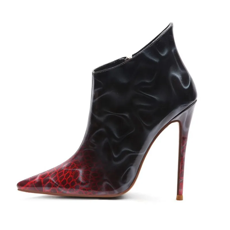 SIMLOVEYO New winter Shoes women Ankle boots Pointed toe Pu leather high heel boots Botas feminino mujer zipper B1401
