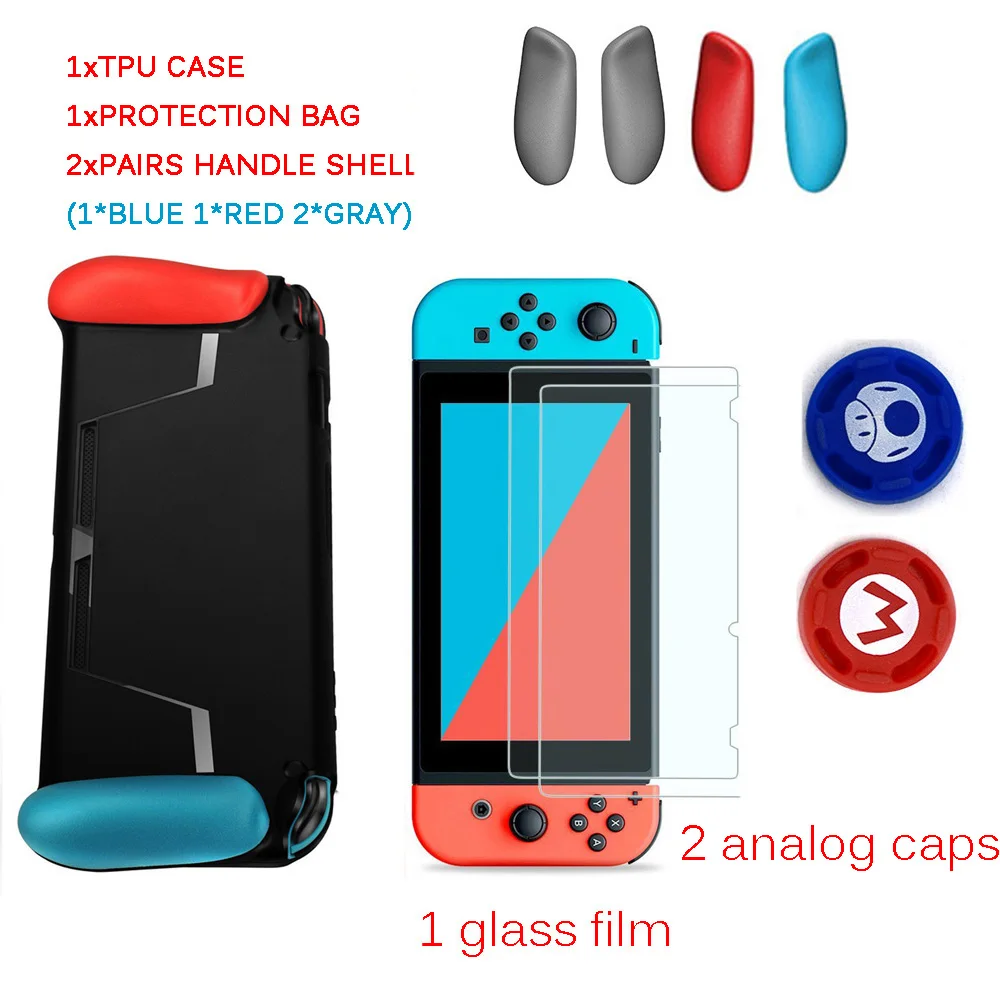 Защитный чехол для nintendo s Switch из мягкого ТПУ чехол для nintendo s Switch NS NX консоль эргономичная ручка для nintendo Switch - Цвет: case with glass film