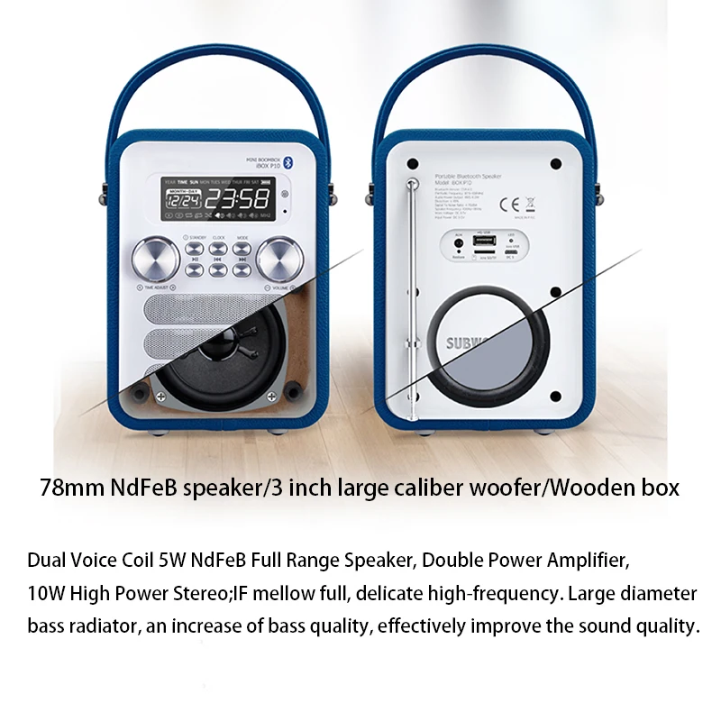 Горячая Высокое качество Bluetooth fm-радио Hands-free Звонки Настольный Будильник карта портативный мини беспроводной стерео плеер сабвуфер