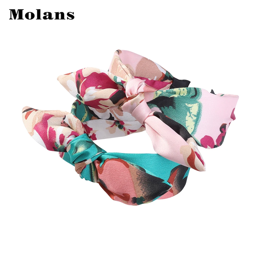 Molans напечатанные банты повязки для женщин Герань цветочный китайский стиль