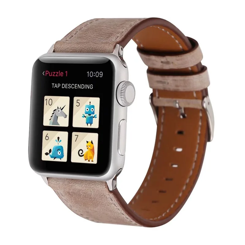Для Apple Watch 42 мм 44 коричневый ремешок из искусственной кожи iwatch для серии 4 3 2 1