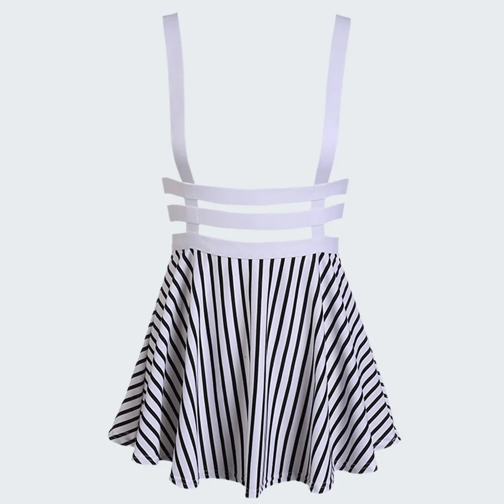 Spring Women's skirt Preppy Style Suspender saia Ruffles Skater Pleated Short women Ball Gown Mini Braces vintage |