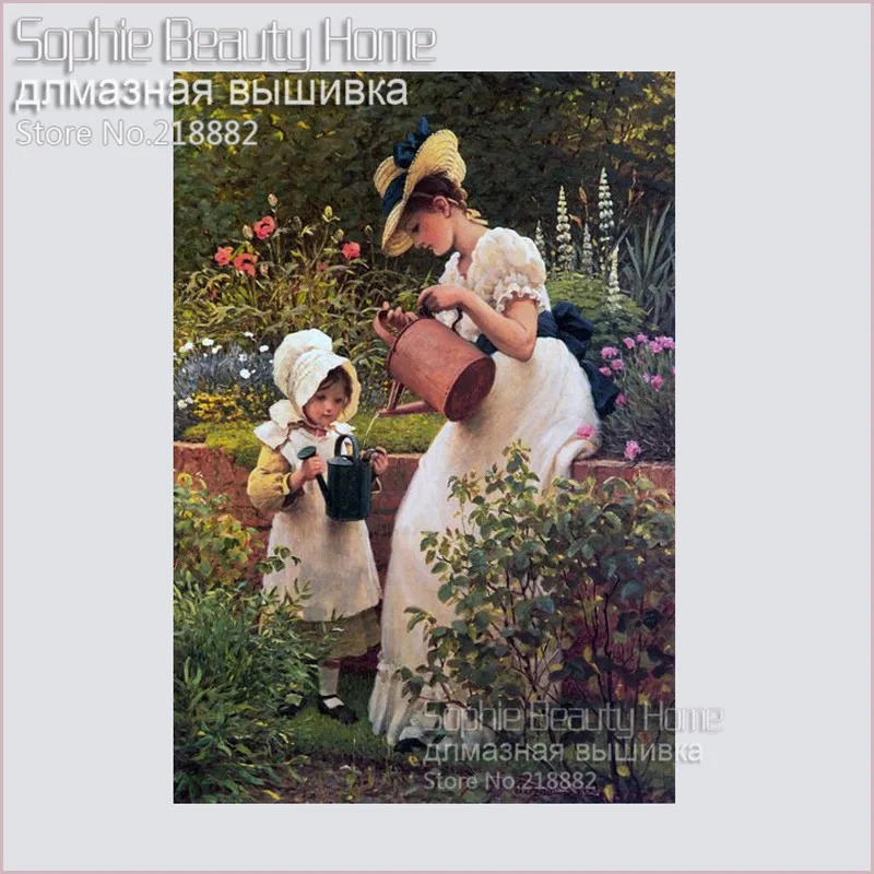 Новая Алмазная мозаика алмазная вышивка бусины для мамы и дочери в саду