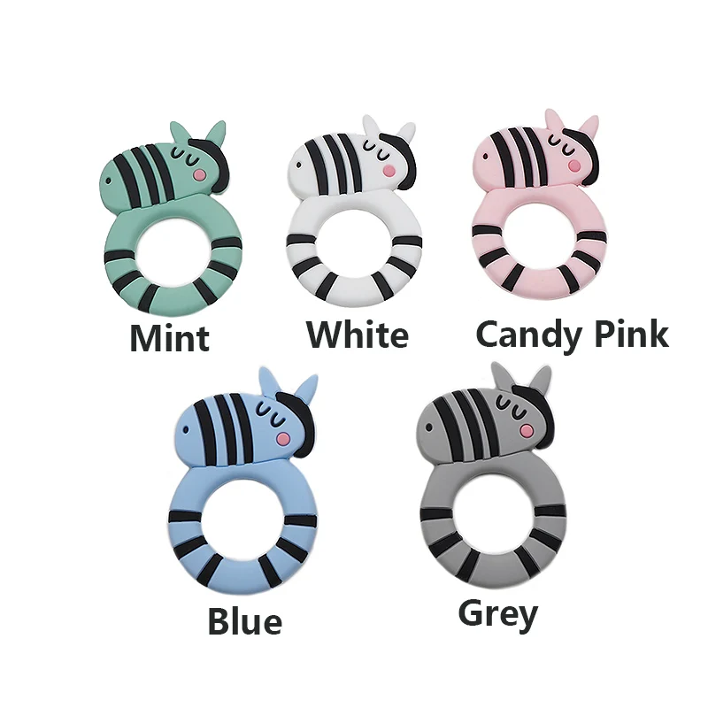 Zebra Chenkai 10 шт. силиконовые коала слон Единорог динозавр Прорезыватель DIY Детские пустышки пустышка прорезывание зубов Уход ювелирные изделия игрушка подарок - Цвет: Zebra