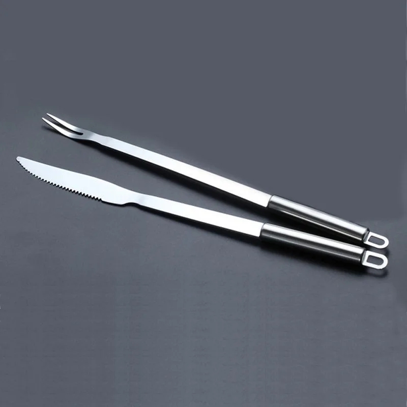 2 шт./лот 32 см сталь с круглой ручкой из нержавеющей стали для барбекю инструменты