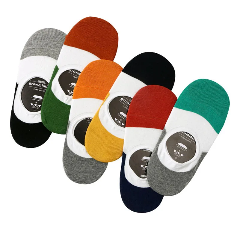 

6pairs Hiphop Men Casual Cotton Striped Sock Men's Compression Short Ankle Socks Deodorant Invisible Cotton Boat Socks Man Meias