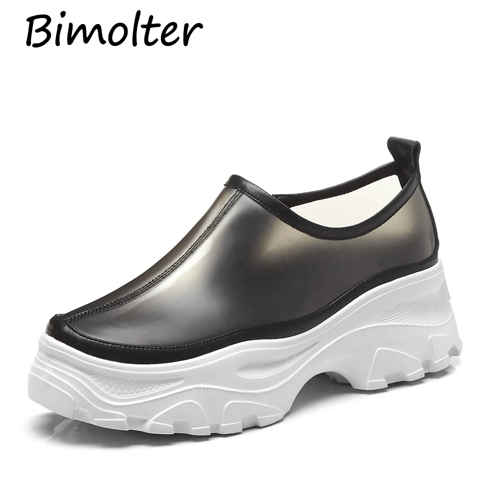 Bimolter/женские ботильоны женские модные прозрачные Ботинки Martin на Высоком толстом