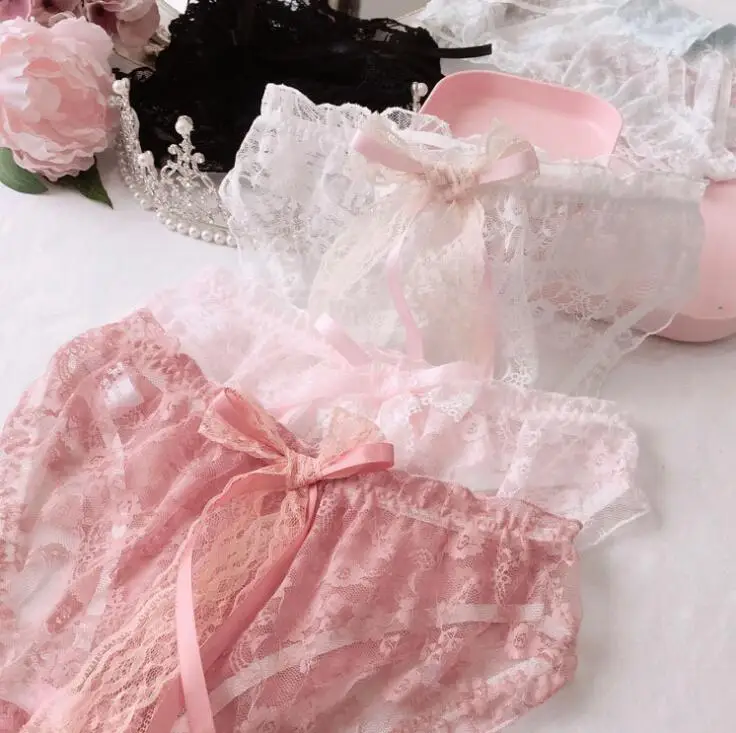 Новое поступление реальное фото M L XL милые сексуальные кружевные трусики с большим бантом Нижнее белье Трусики стринги WP572
