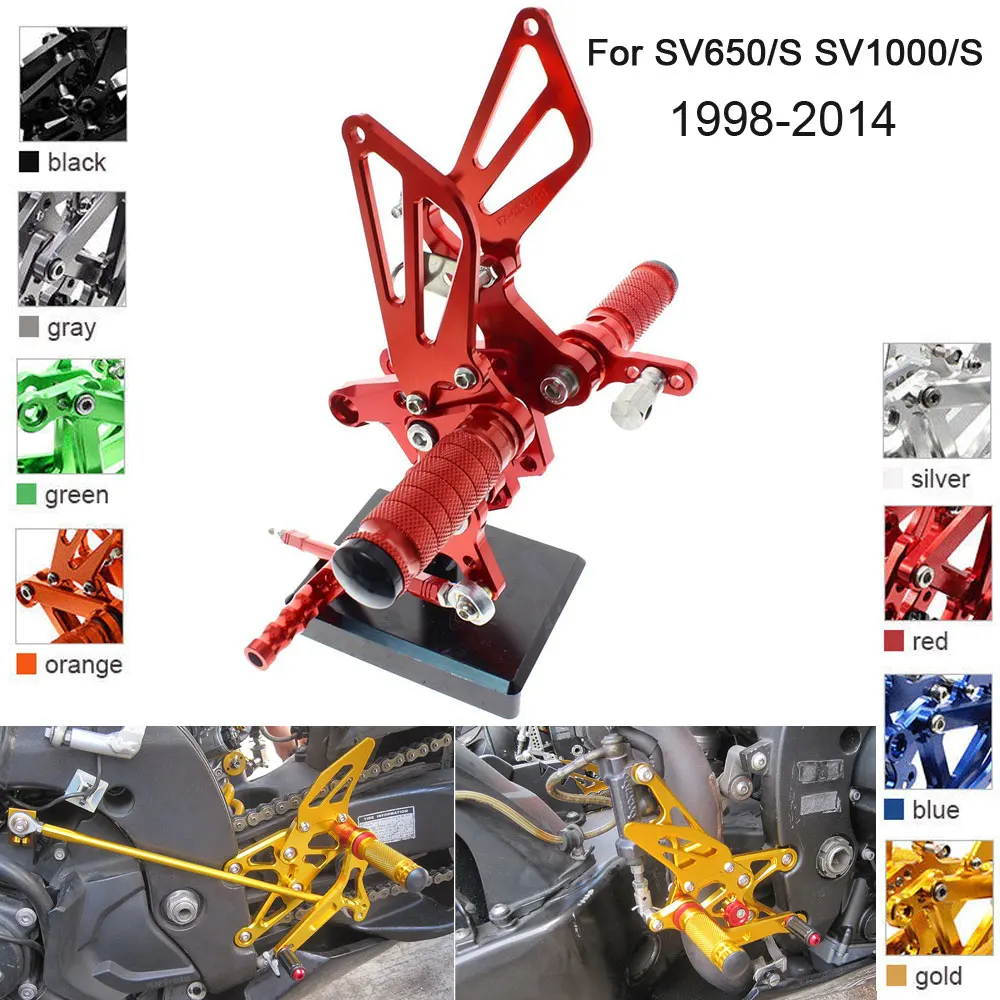 

CNC Алюминиевые Регулируемые Задние подножки для Suzuki SV650 SV650S SV1000 SV1000S 2008 2009 2010 2011 2012 2013 2014