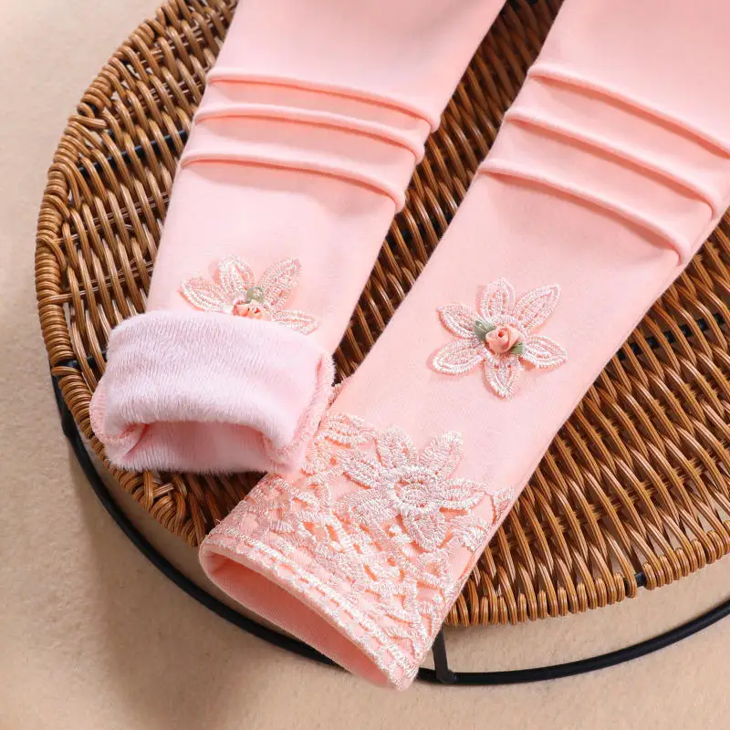 pink Зимние леггинсы для девочек, новые модные хлопковые обтягивающие штаны, плотные флисовые теплые леггинсы принцессы для девочек, длинные штаны, RT301 - Цвет: pink