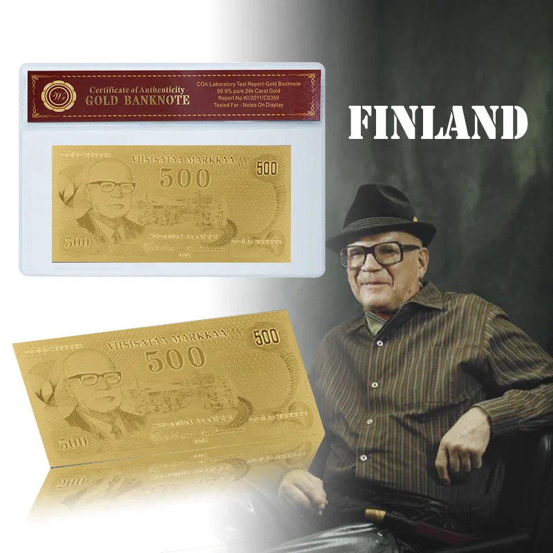 WR Finland 500 Золотая банкнота позолоченная Банкнота с Coa хороший подарок для
