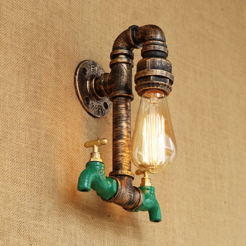 vintage LOFT wall lamp indoor lighting iron rust Water pipe sconce lights lampshade for living room bedroom restaurant bar E27 | Лампы и