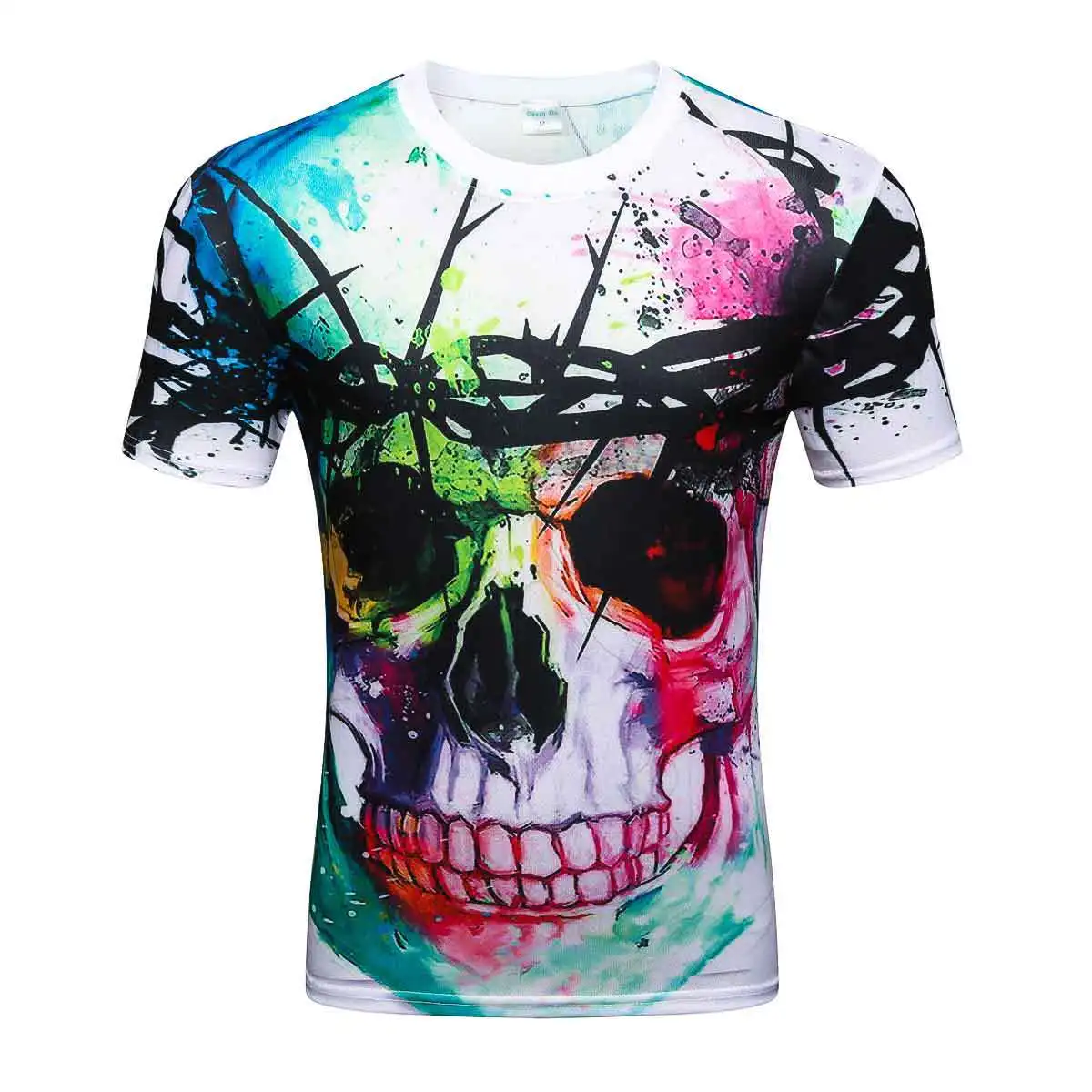 

European and American Starry Sky Skull Clown Cat 3D Digital Print Women T shirts Loose B Summer Short Sleeve Men Tees