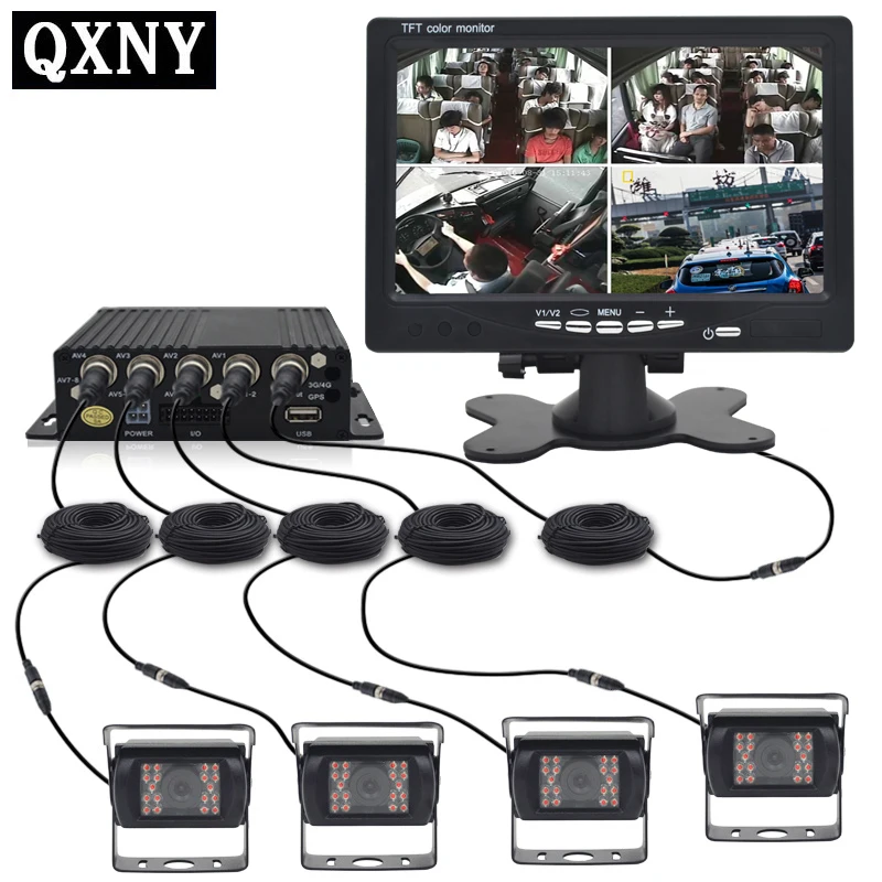 QXNY DC12V 24V 7 &quotЖК дисплей 4 канальный видеовход автомобильный видеомонитор для