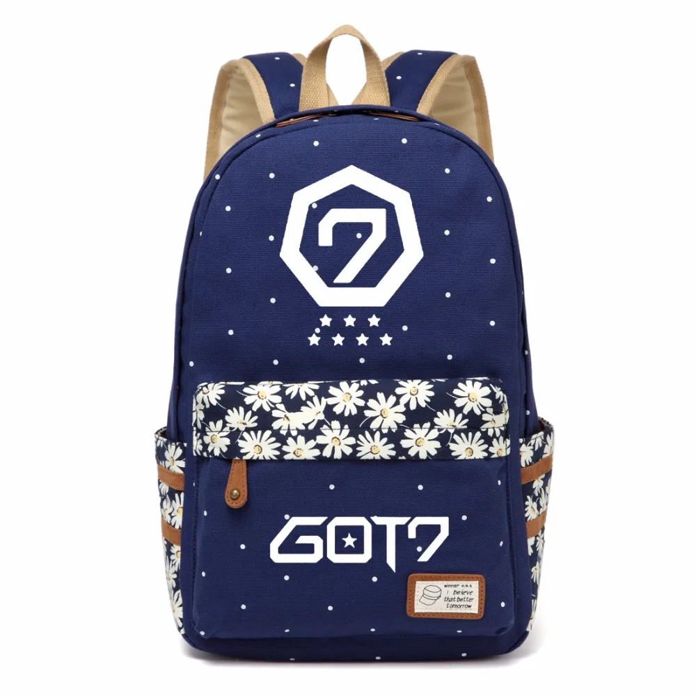 WISHOT GOT7 рюкзак Kpop дорожная сумка для девочек Женская холщовая школьная в горошек с