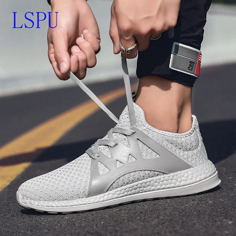 Summer sports shoes for men crocheted mesh loafers lace-up socks boys ultralight size 39-47 | Обувь