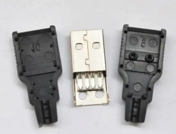 10 шт./лот A металлический тройной пластиковый корпус штекер USB тип А разъема с