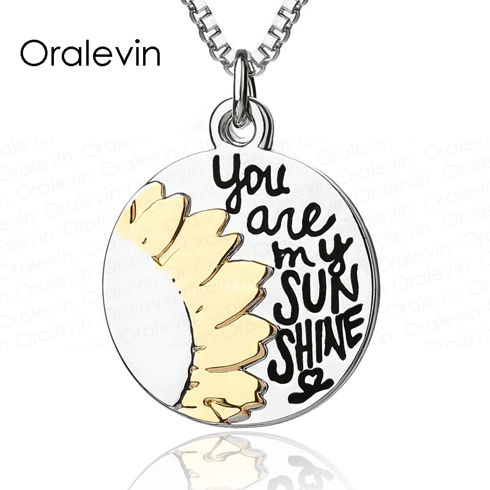 Двухцветная подвеска с надписью You are my sunshine 18 дюймов 10 шт./лот # LN1344|pendant necklace|hand