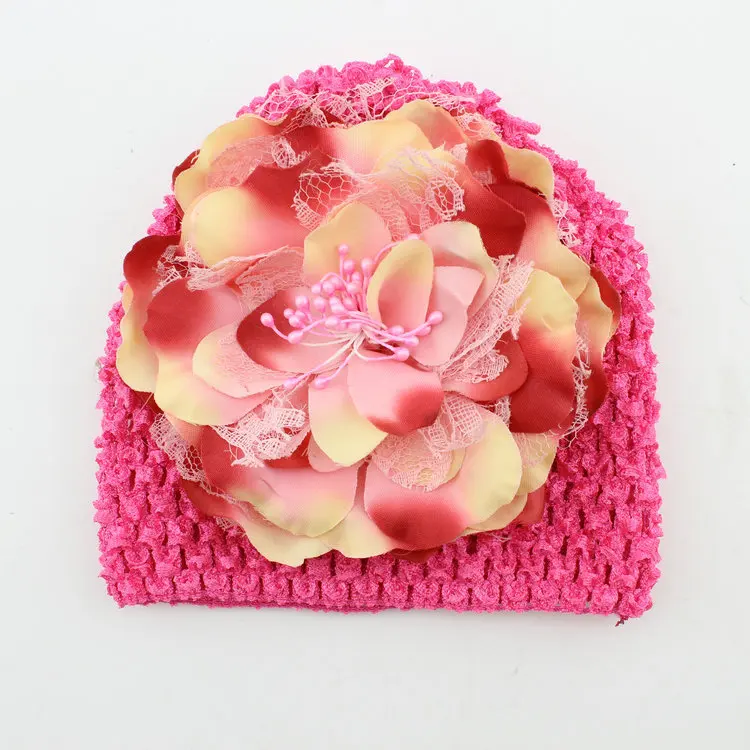 Korean silk peony hair cap child hat knitted Newborn Hat Baby Girl Cotton Beanie Soft Knit Infant Caps Hospital | Детская одежда и