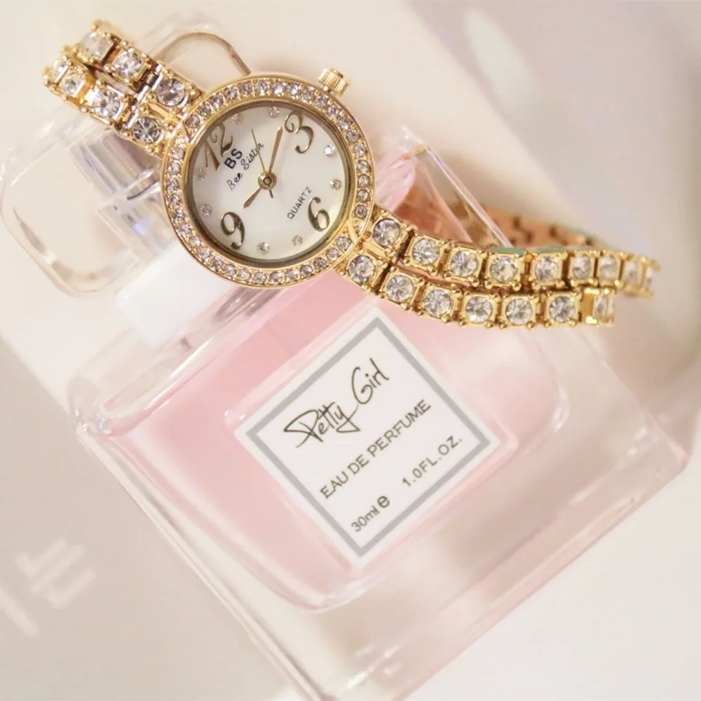 Часы наручные BS женские кварцевые брендовые золотистые дизайнерские модные