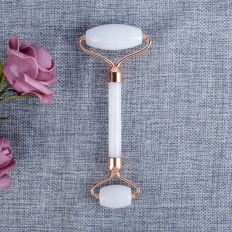 

White Jade Face Roller Natural Crystal Acupuntura Massage Anti Age Cellulite Slim Beauty Face Lift Stone Massage Skin Care Tool