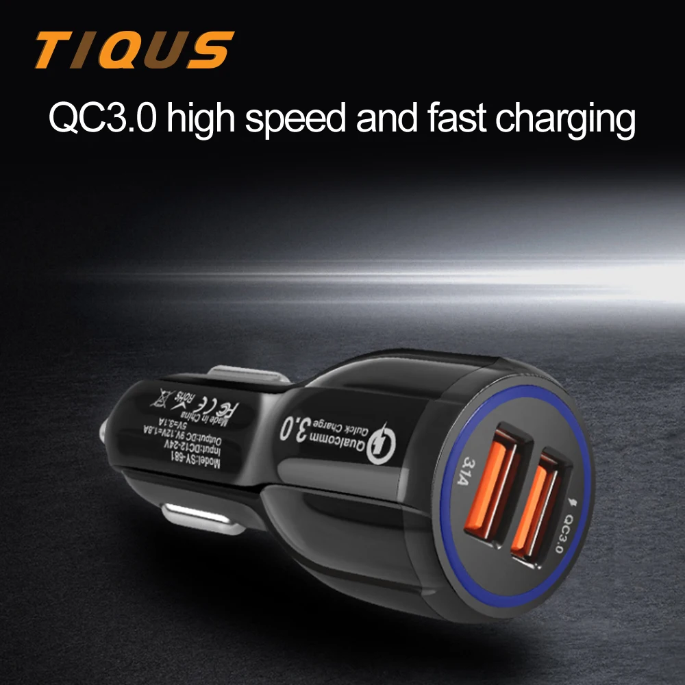 Автомобильное зарядное устройство TIQUS Quick Charge 3 0 для мобильного телефона двойное