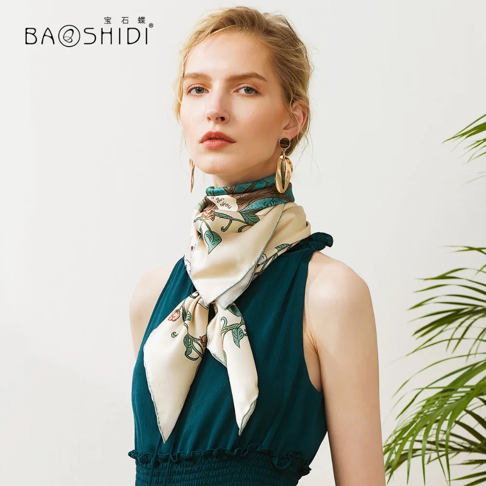 [BAOSHIDI]2018 Новый 100% шелковый шарф модные роскошные брендовые шелковые шарфы для
