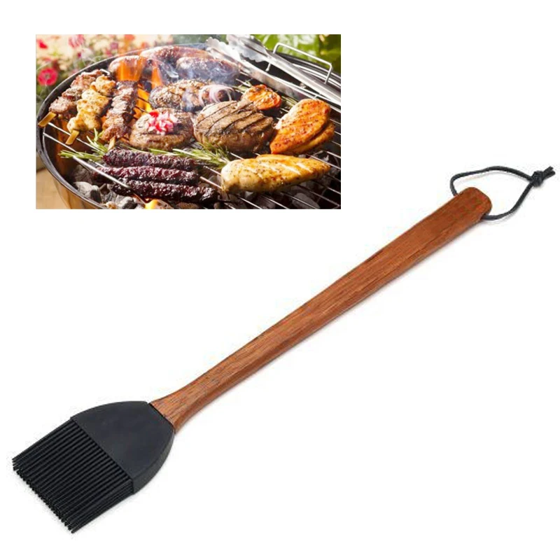 

15inch 38cm Oil Brushes Grill Basting Brushes Cake Butter Bread Pastry Brush Silicone Head Basting Brush with Rosewood Handle