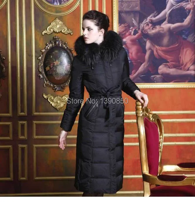 Luxury Extra Large and Thick Real Fur Collar Long Down Jacket Outware Lady's Coat Free Shipping 7022 | Женская одежда