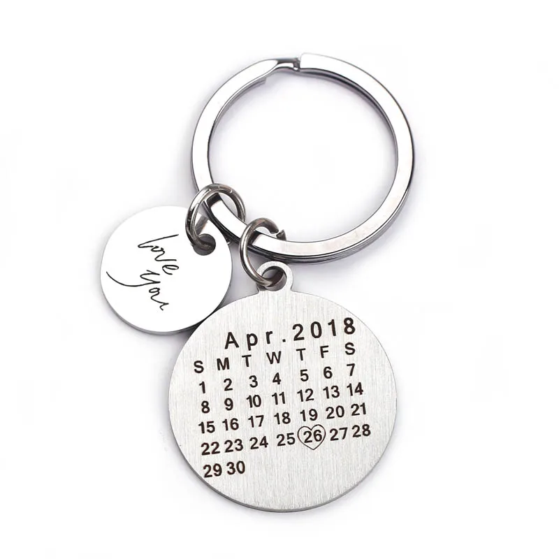 Circular calendar Новинка, дропшиппинг, на заказ, модный брелок для ключей, календарь llaveros, пара, брелок для ключей, для бойфренда, подруги, ювелирное изделие, подарок для влюбленных - Цвет: Circular calendar
