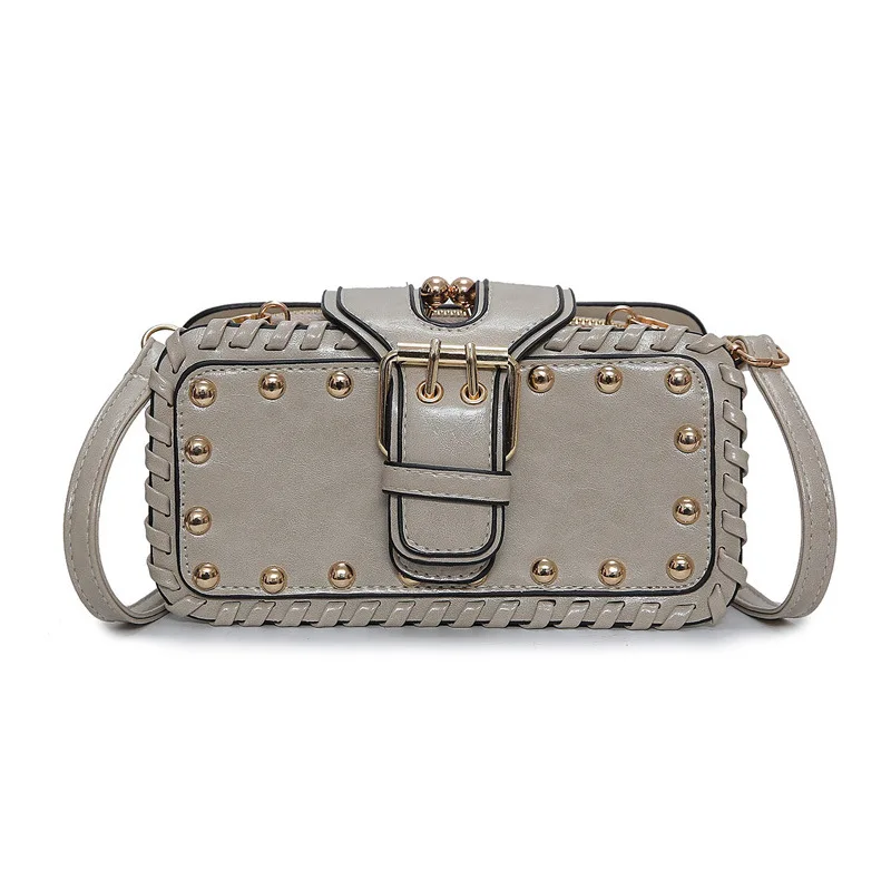 Женщины Сумка Заклепки Мини С Поясом Из Натуральной Кожи Короткие Деньги Телефон